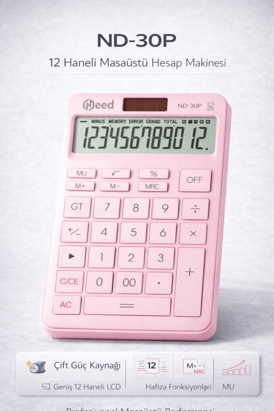 Need Nd-30P Pastel Pembe Hesap Makinesi