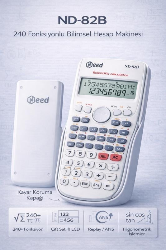 Need ND-82B Beyaz 240 Fonksiyonlu Bilimsel Hesap Makinesi