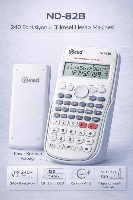 Need ND-82B Beyaz 240 Fonksiyonlu Bilimsel Hesap Makinesi