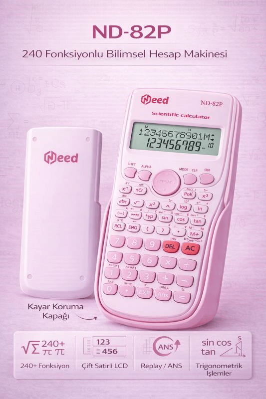 Need ND-82P Pembe 240 Fonksiyonlu Bilimsel Hesap Makinesi