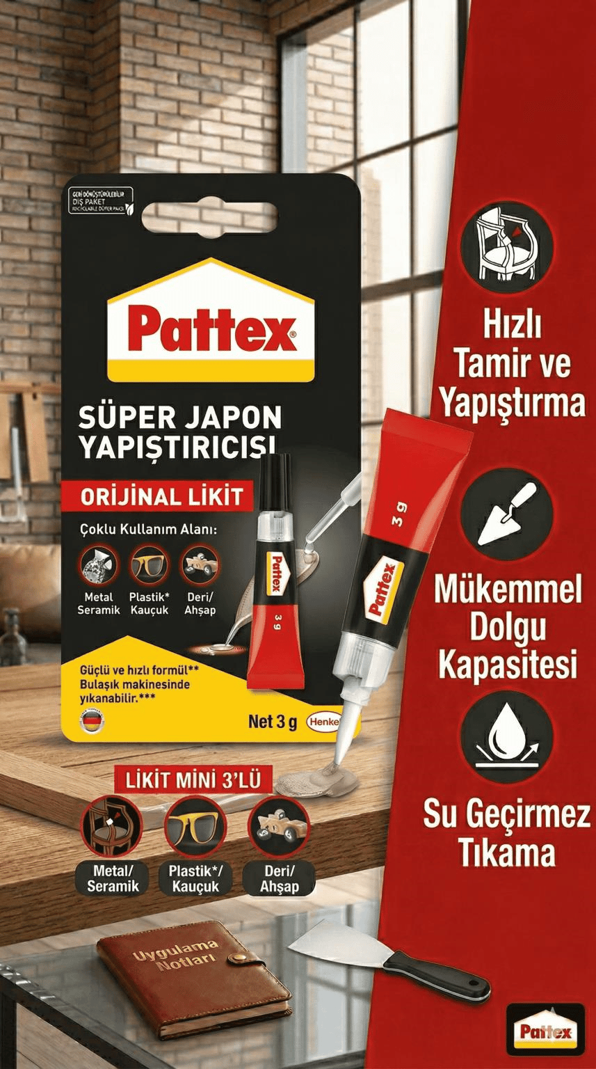 Pattex Süper Japon Yapıştırıcı 3 g | Ultra Güçlü Hızlı Yapıştırıcı | Şeffaf & Suya Dayanıklı