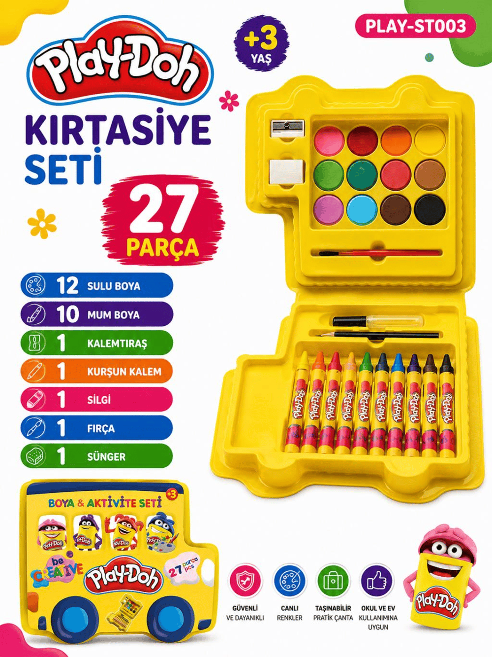Play-Doh Kırtasiye Seti (27 Parça) - PLAY-ST003
