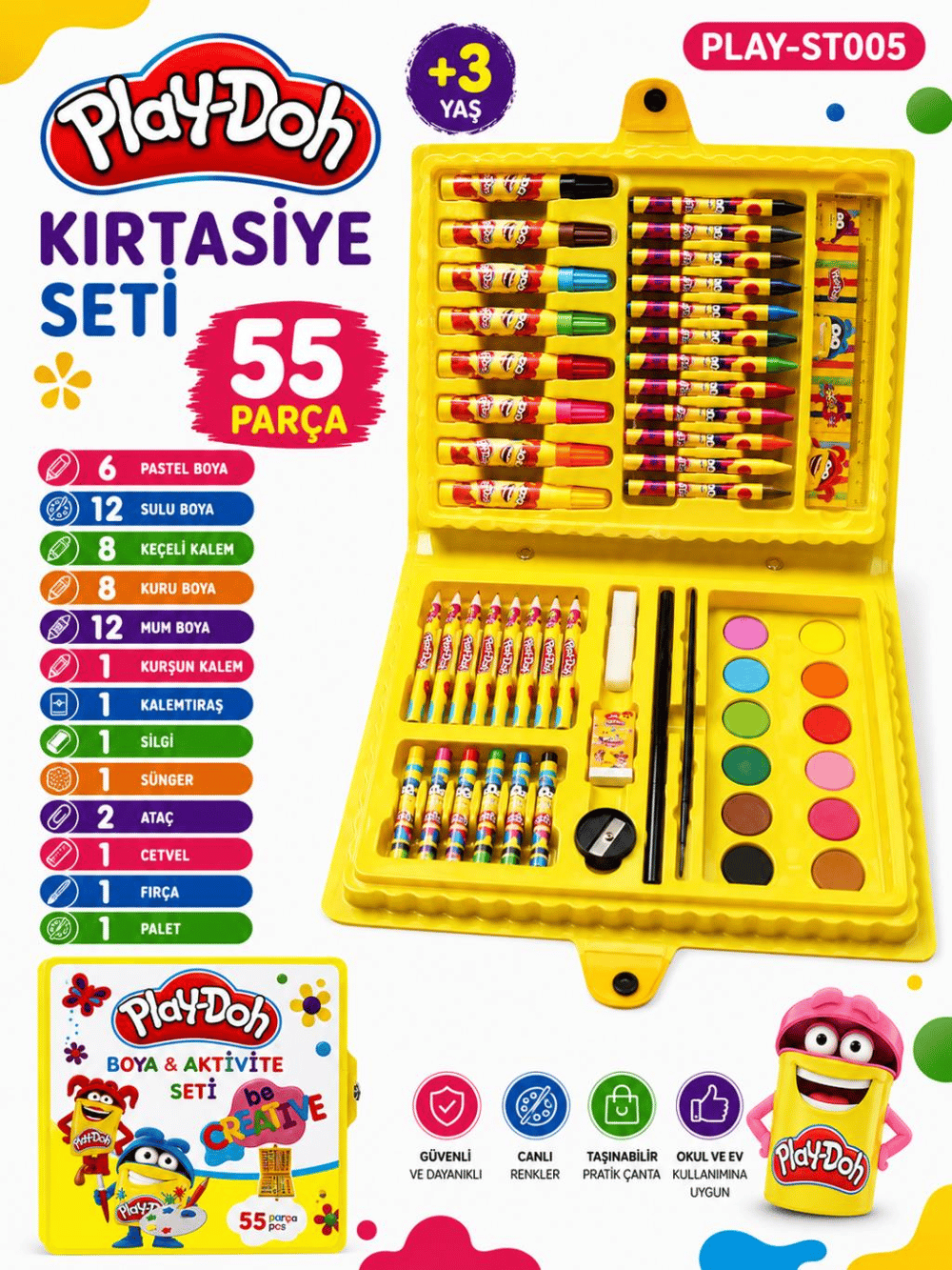 Play-Doh Kırtasiye Seti 55 Parça PLAY-ST005