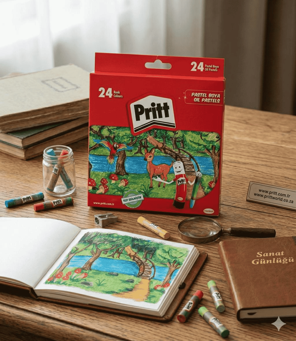 Pritt 24 Renk Pastel Boya Karton Kutu | Yağlı Pastel Boya Seti 