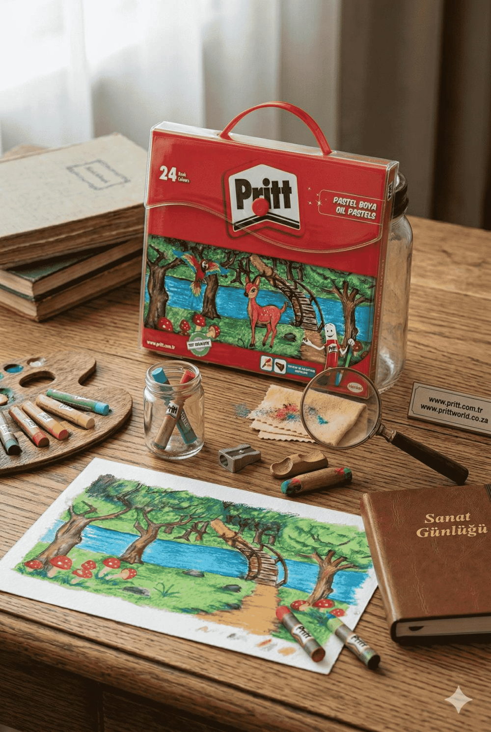 Pritt 24 Renk Pastel Boya Seti Çantalı | Yağlı Pastel Boya