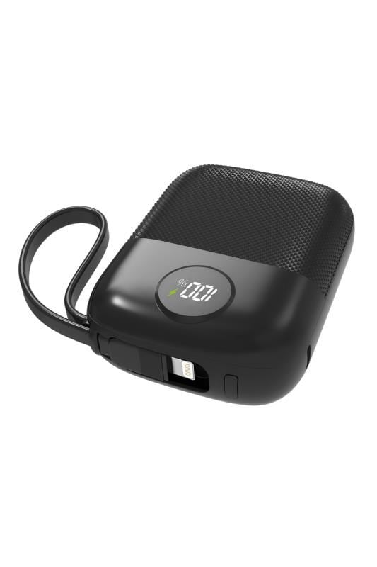 S-link MP110 10000mAh PD 22.5W Siyah Powerbank – Type-C + Lightning Kablolu LCD Göstergeli Taşınabilir Hızlı Şarj Cihazı