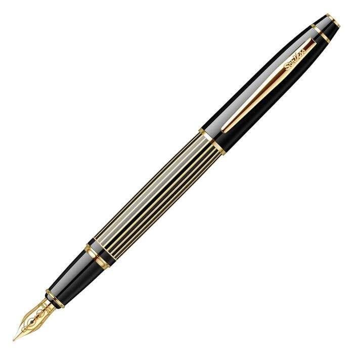 Scrikss 35L Dolma Kalem Çizgi Desenli Siyah Altın