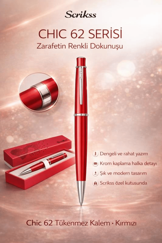 Scrikss Chic 62 Tükenmez Kalem Kırmızı