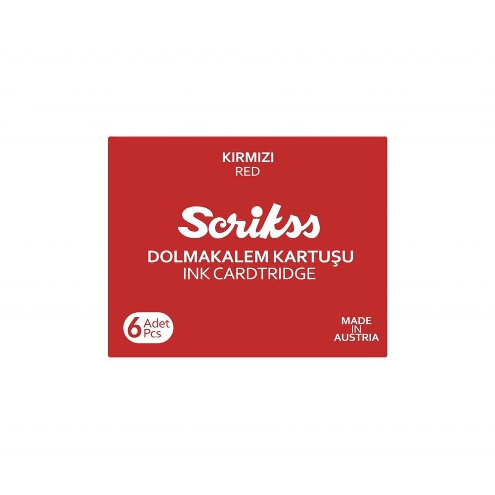 Scrikss Dolma Kalem Kartuş 6'lı Paket Kırmızı