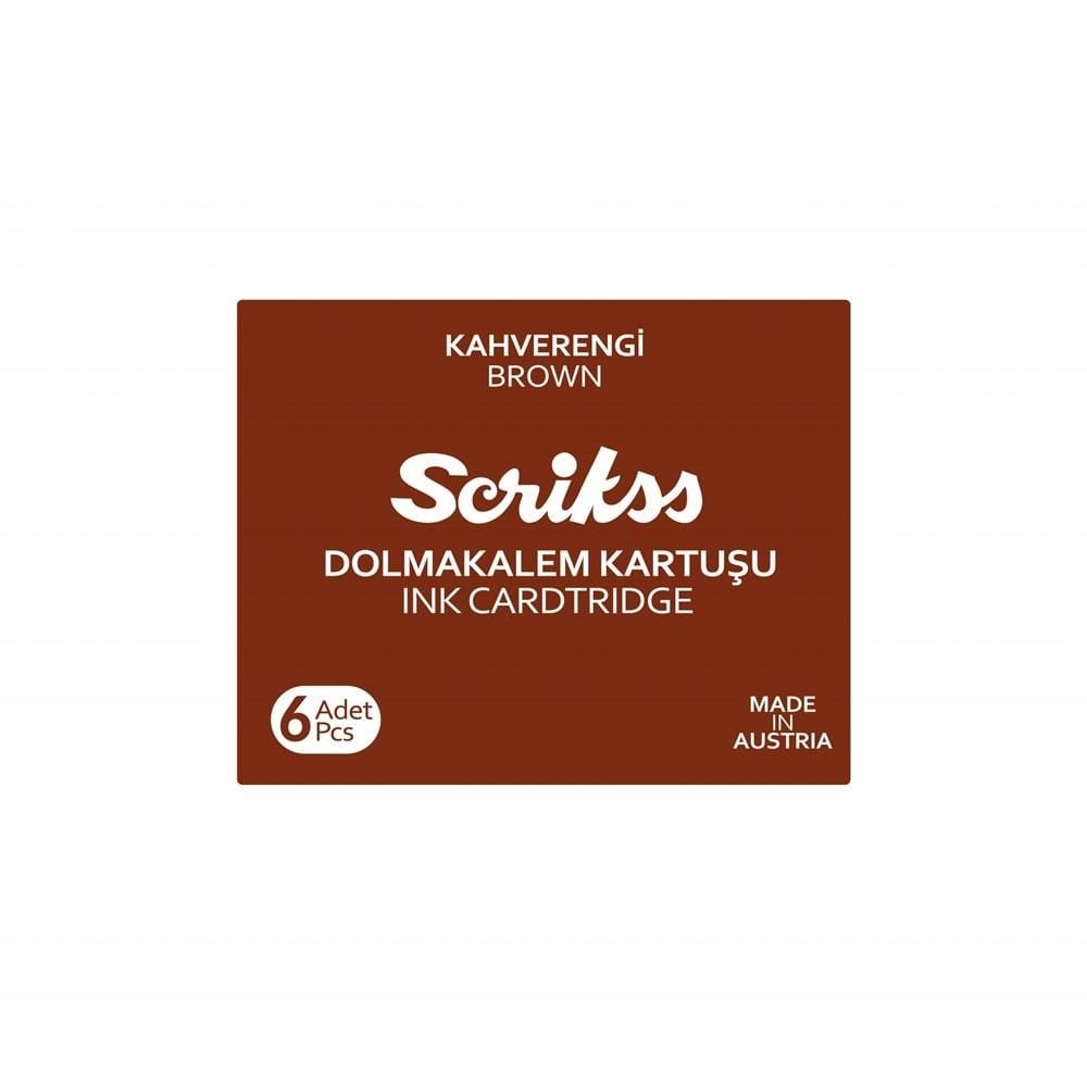 Scrikss Dolma Kalem Kartuş 6'lı Paket Kahverengi