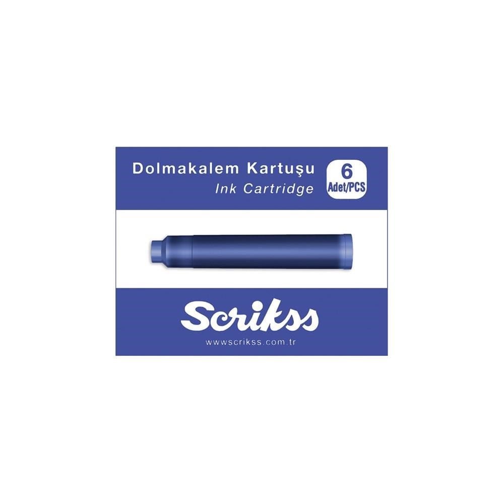Scrikss Dolma Kalem Kartuş 6'lı Paket Mavi