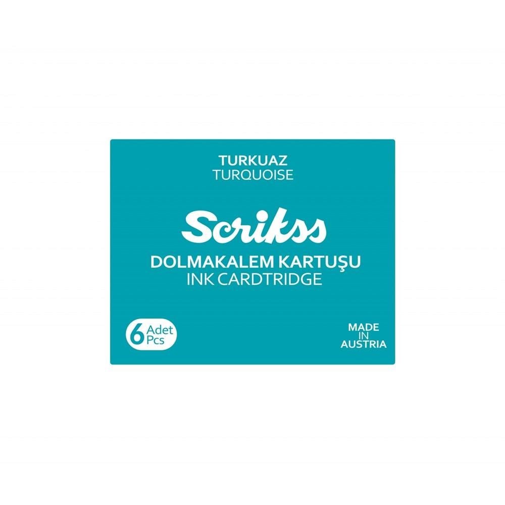 Scrikss Dolma Kalem Kartuş 6'lı Paket Turkuaz