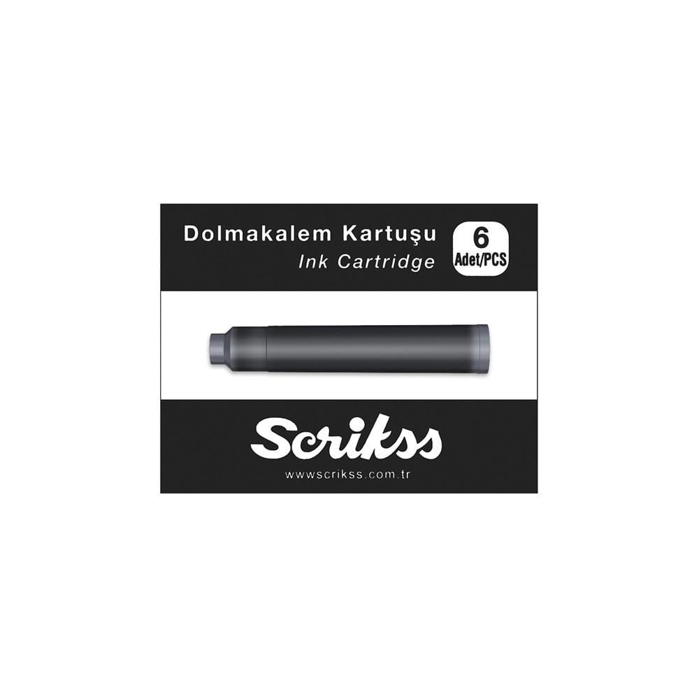 Scrikss Dolma Kalem Kartuşu 6'lı Paket Siyah