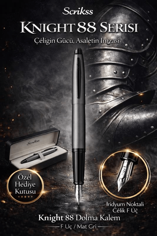 Scrikss Knight 88 Dolma Kalem F Uç Mat Gri