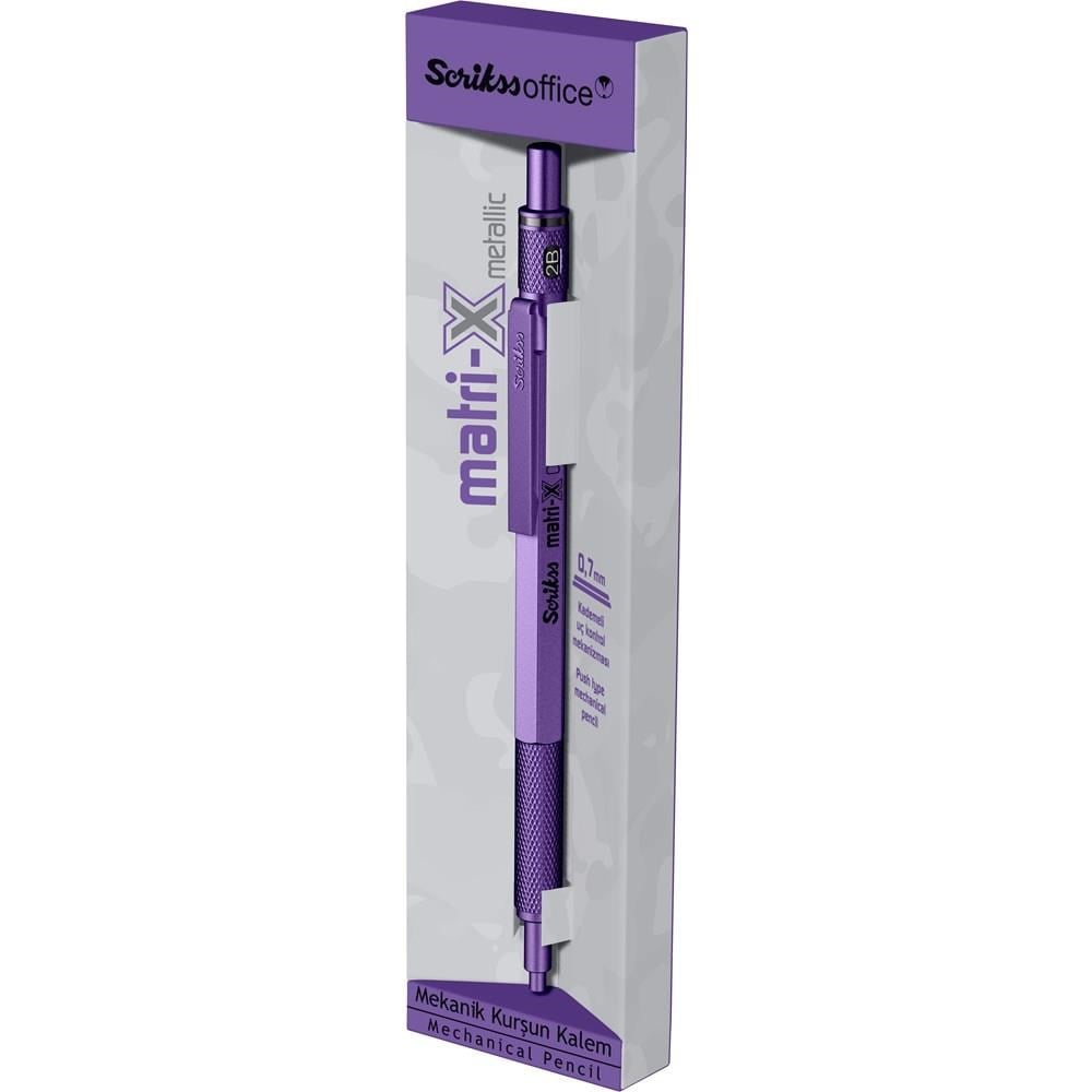 Scrikss Matri-X Mekanik Kurşun Kalem 0.7 Mm Metalik Mor