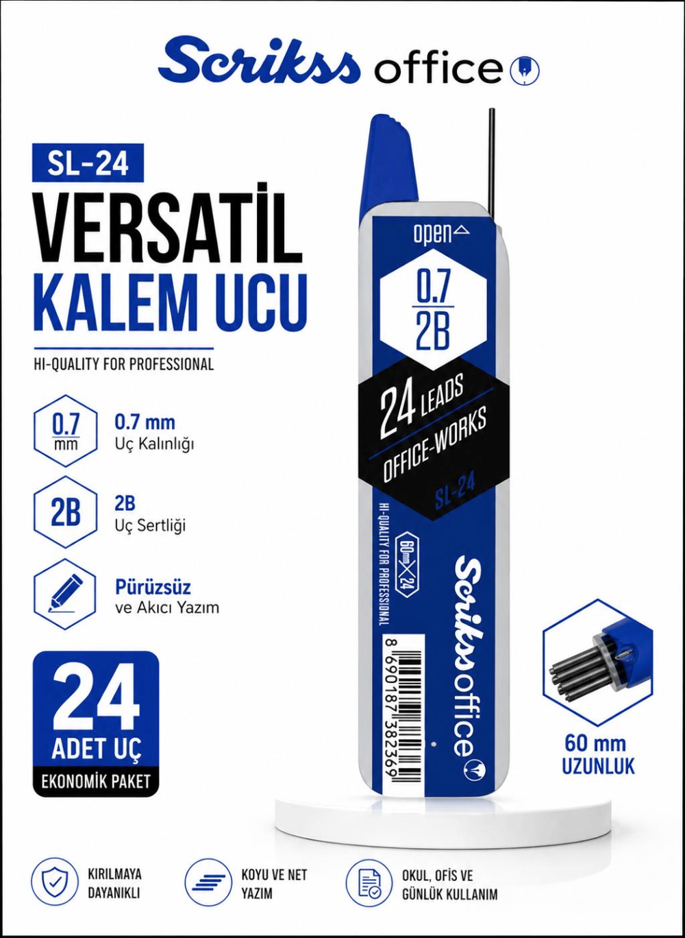 SL24 Min 0.7 2B Uç (24'lü)- 1 Adet