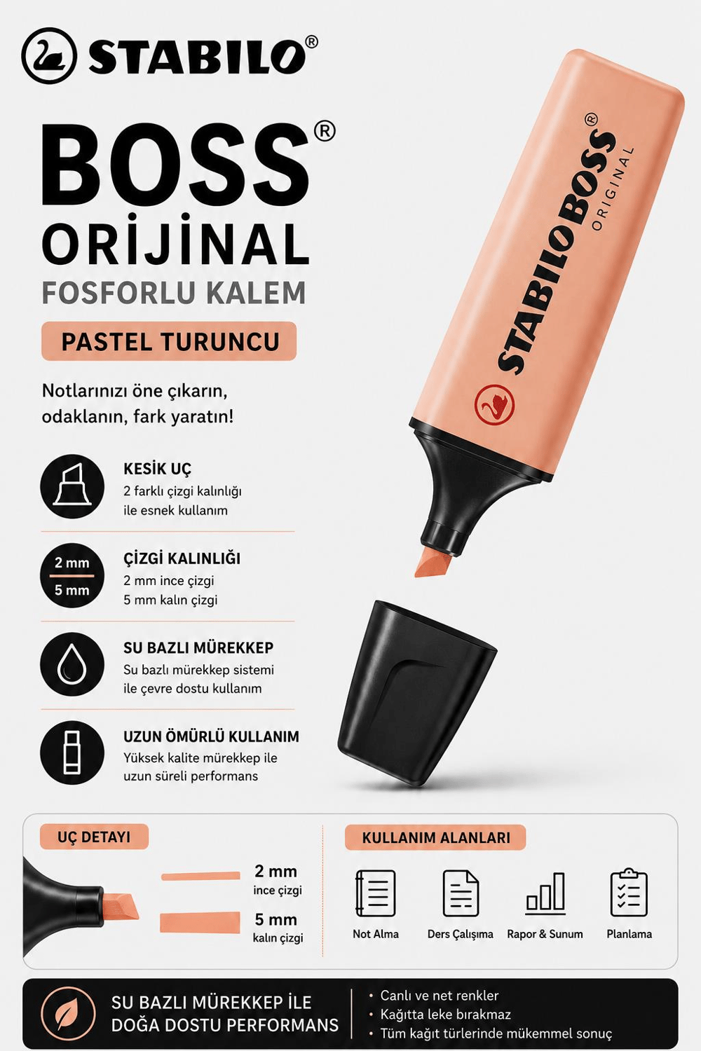 Stabilo Boss 70/126 Fosforlu Kalem - Pastel Turuncu