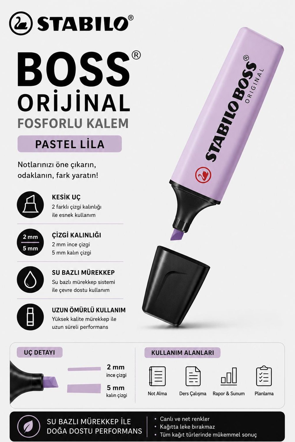Stabilo Boss 70/155 Fosforlu Kalem - Pastel Lila