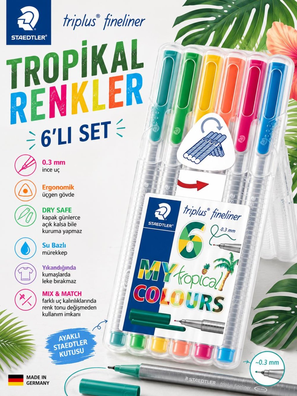 Staedtler Finelıner Triplus 6Lı Tropik. 334 Sb6Cs4