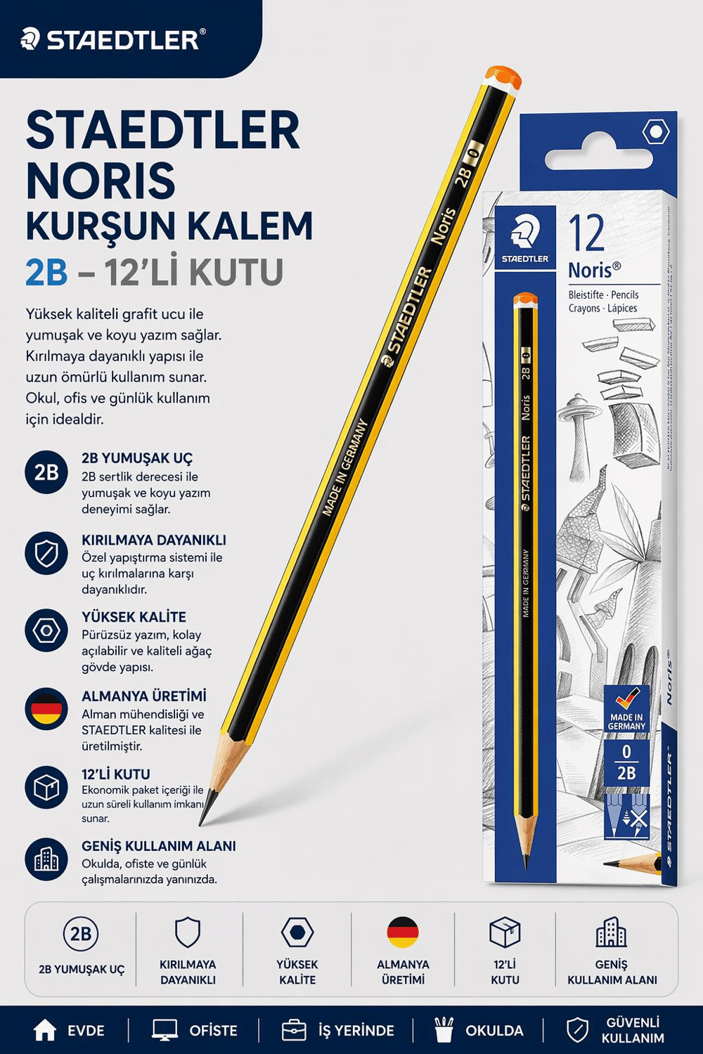 Staedtler Noris Kurşun Kalem 2B – 12’li Kutu