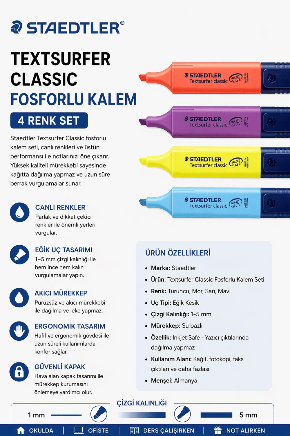 Staedtler Textsurfer Classic Fosforlu Kalem Seti  4 Renk