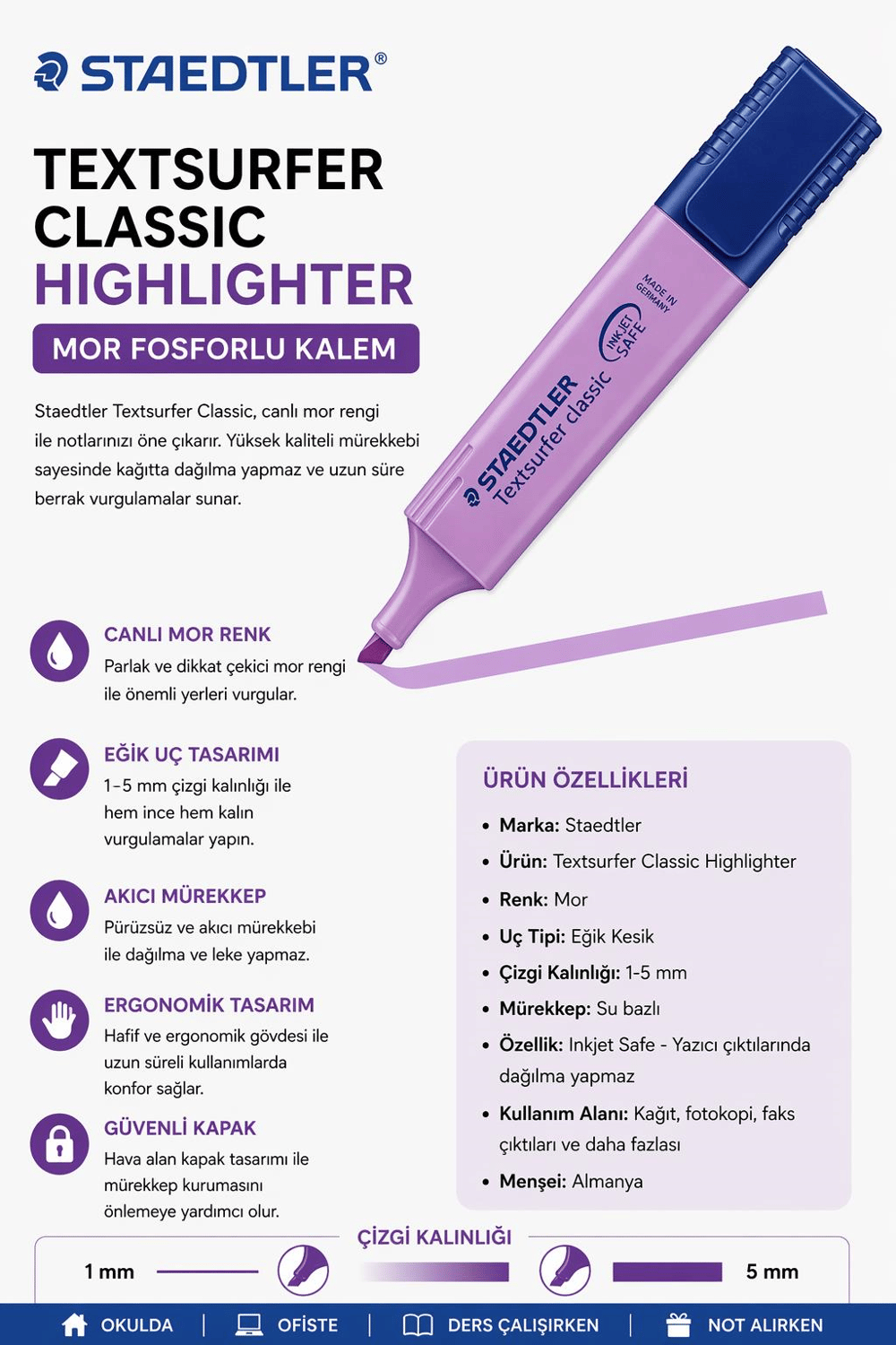 Staedtler Textsurfer Classic Highlighter Mor Fosforlu Kalem