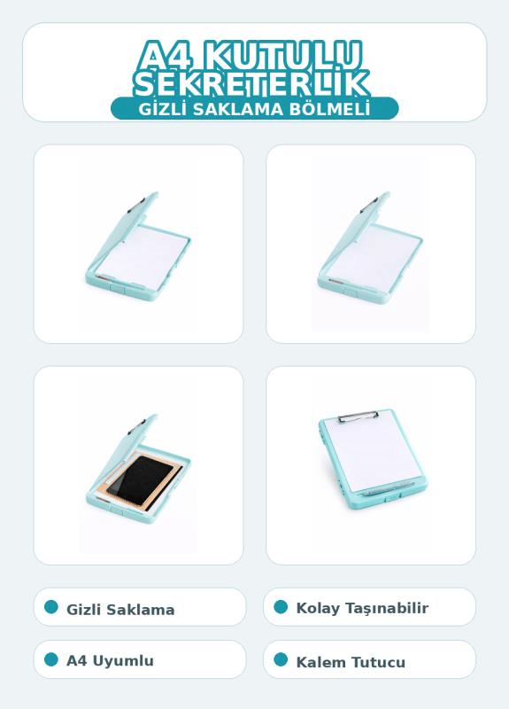 Umix A4 PP Kutulu Sekreterlik Mavi 51013841 | Kapaklı Evrak Taşıma Dosyası | Kalem Bölmeli