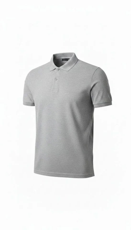 Erkek Pike Kumaş Düğmeli Yaka Regular Fit Günlük Kısa Kol Tişört T-shirt - Gri