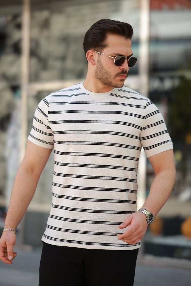Erkek çizgili Kısa Kollu T-shirt