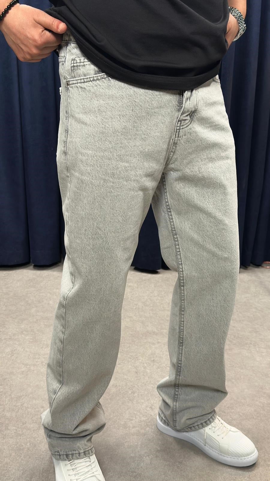 Baggy Kot Pantolon Açık Gri