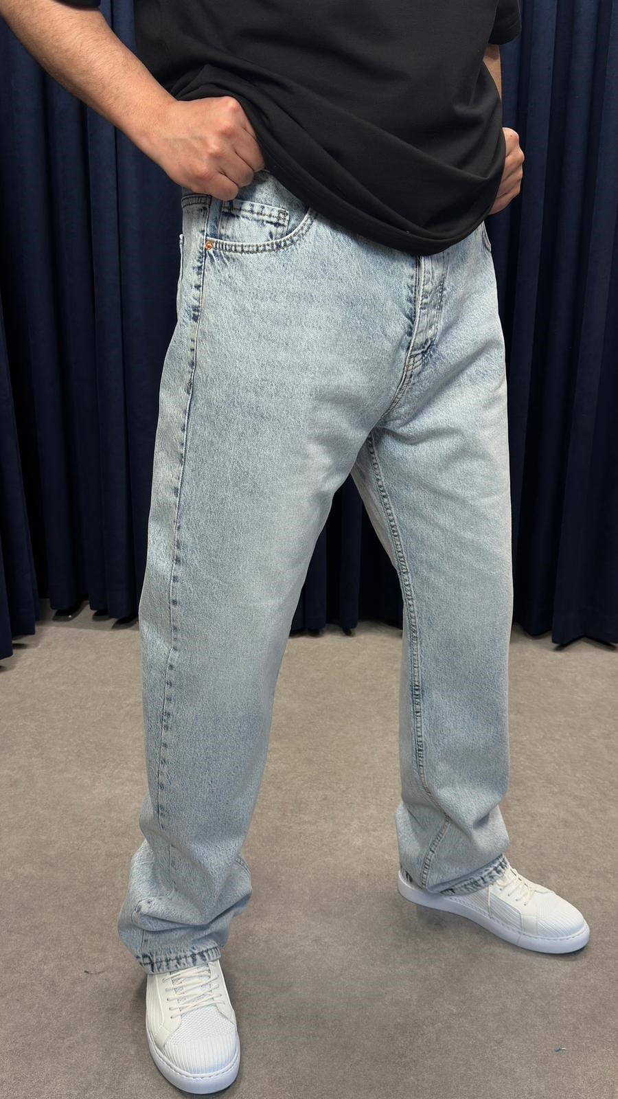 Baggy Kot Pantolon Buz Yıkamalı