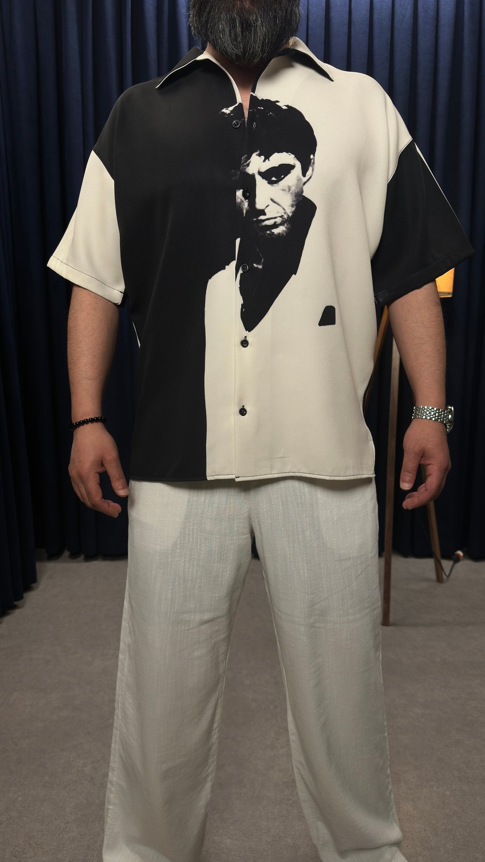 Oversize Antonio Montana Baskılı Gömlek