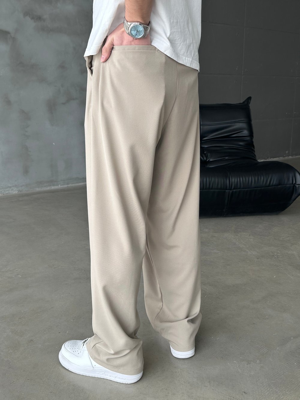 Extra Baggy Kumaş Pantolon Krem