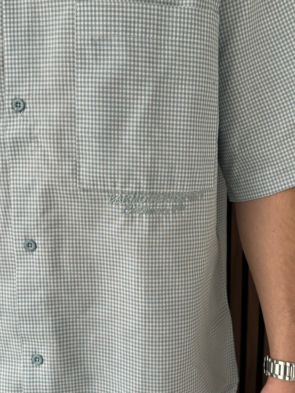 Barmodern Nakışlı Oversize Gömlek Açık Mavi