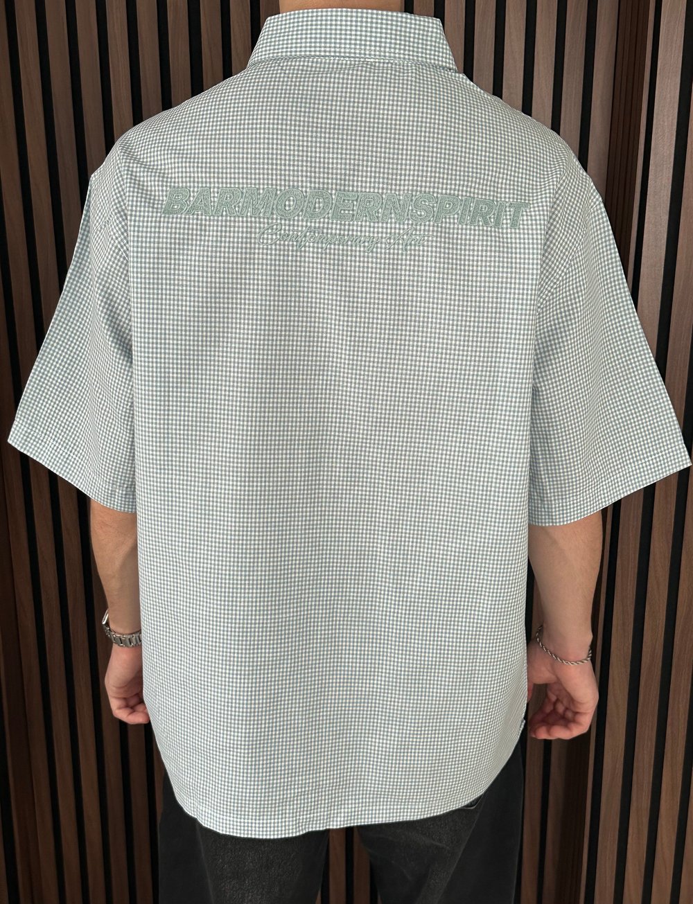 Barmodern Nakışlı Oversize Gömlek Açık Mavi