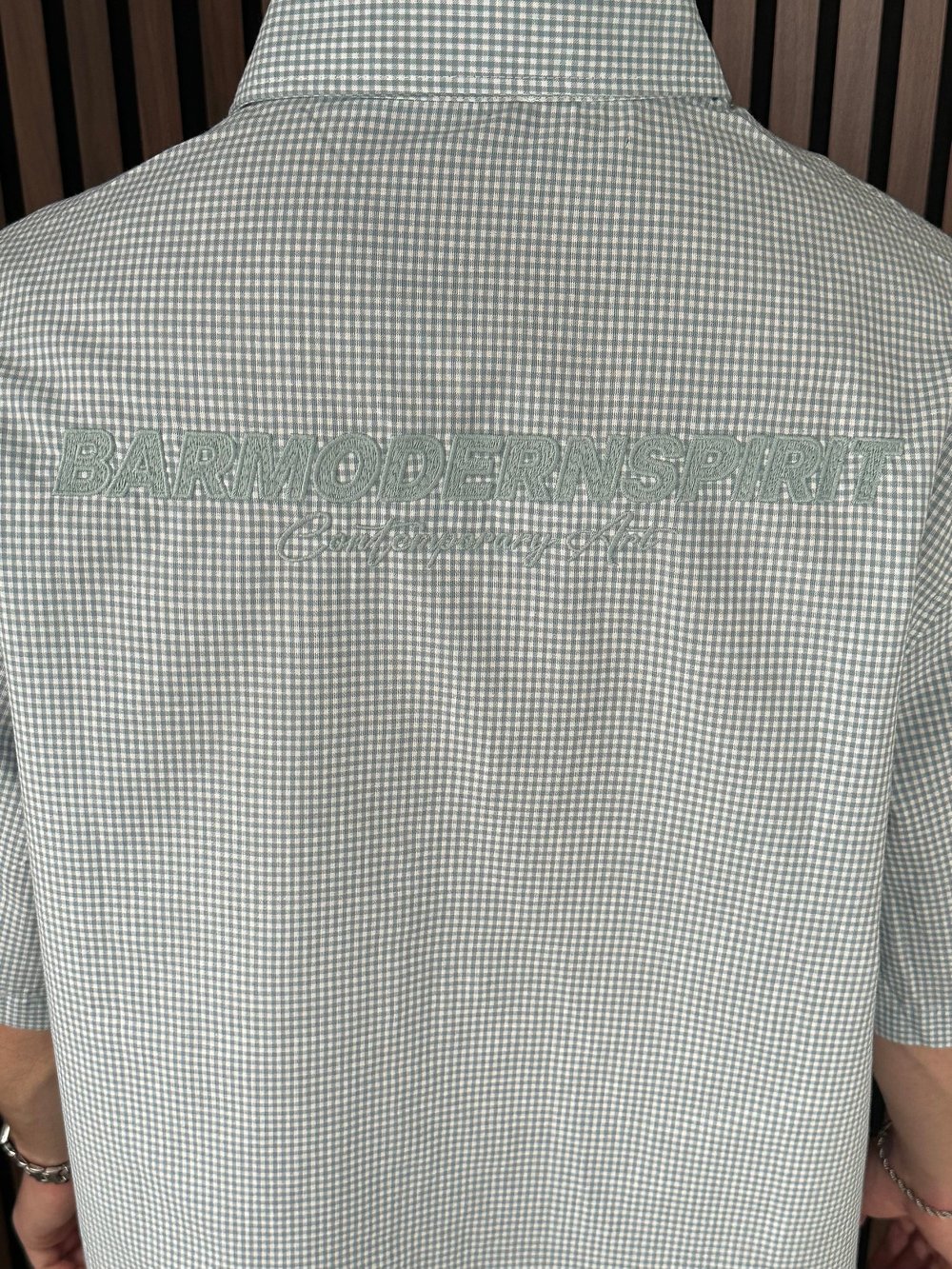 Barmodern Nakışlı Oversize Gömlek Açık Mavi