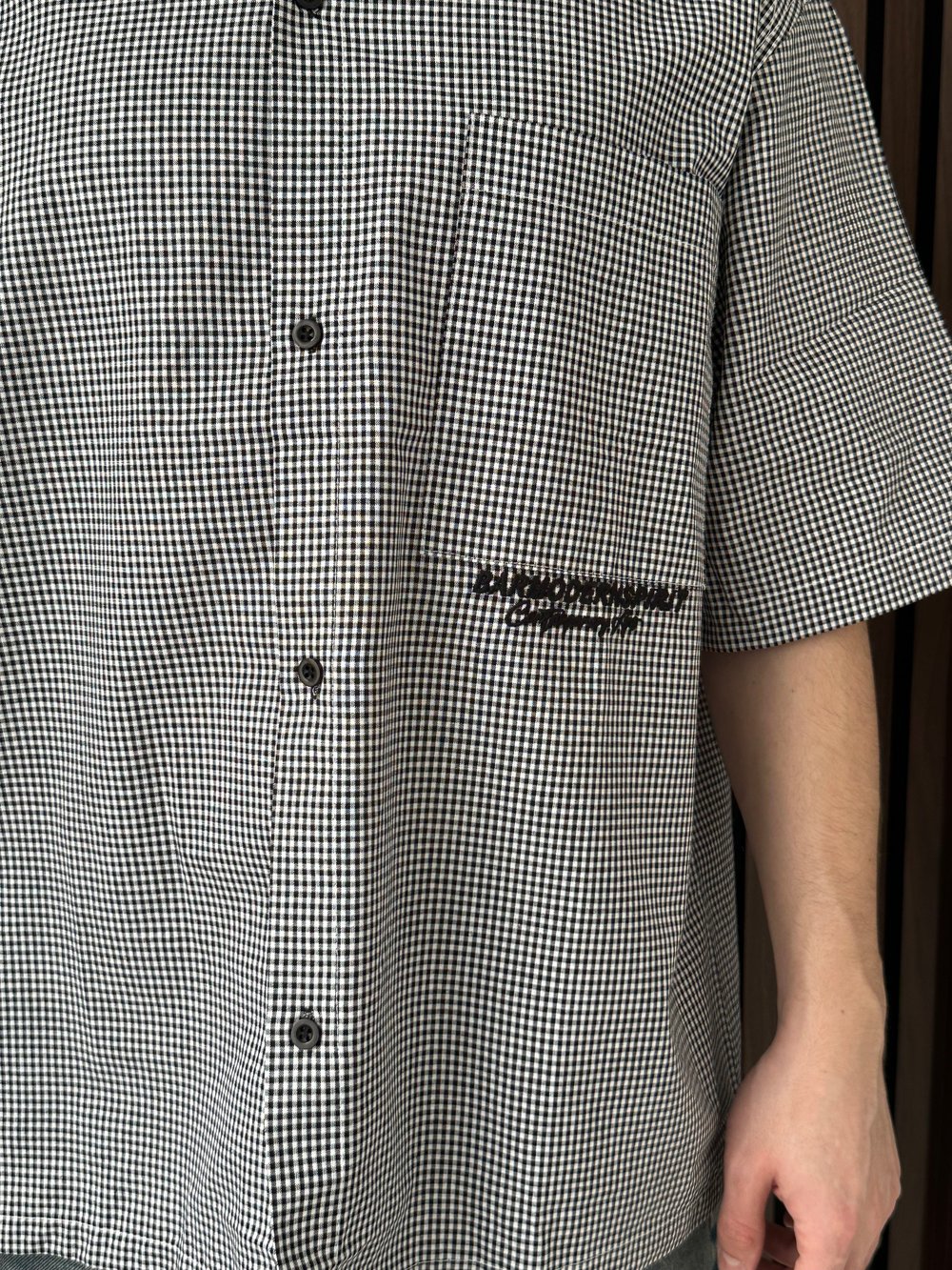 Barmodern Nakışlı Oversize Gömlek Siyah
