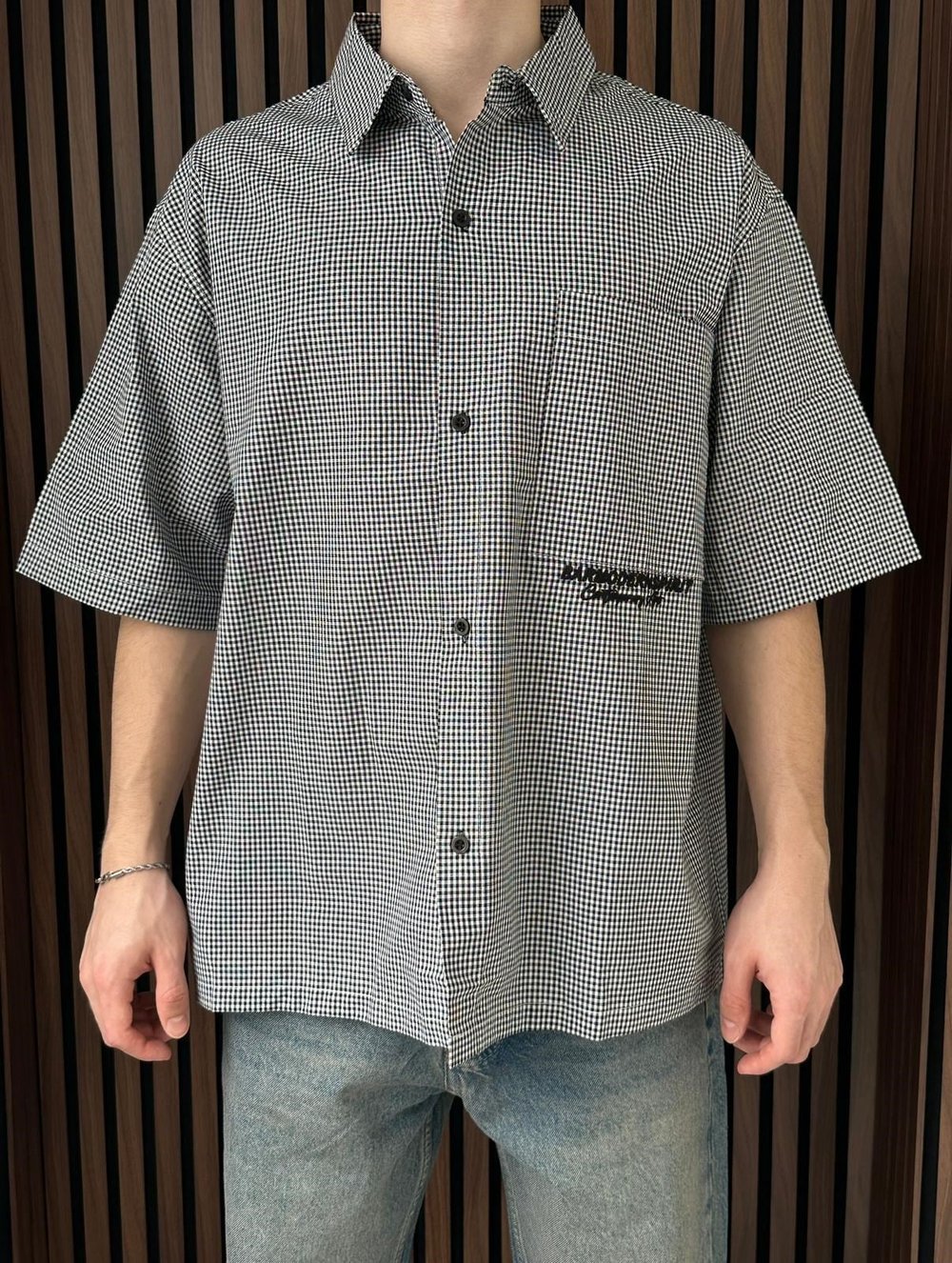 Barmodern Nakışlı Oversize Gömlek Siyah