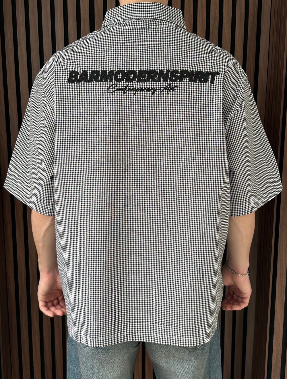 Barmodern Nakışlı Oversize Gömlek Siyah