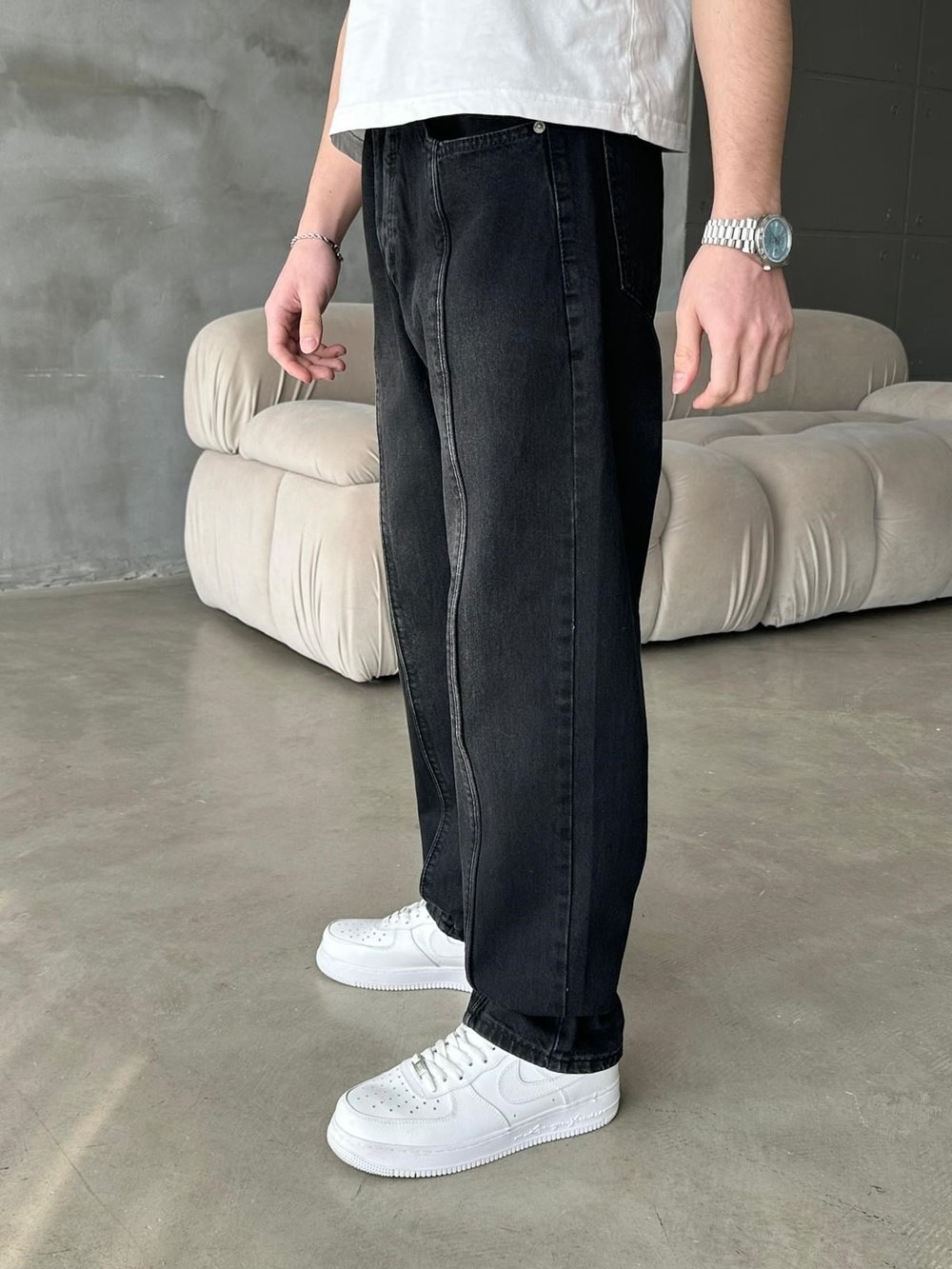 Dikiş Detaylı Regular Jean Siyah 