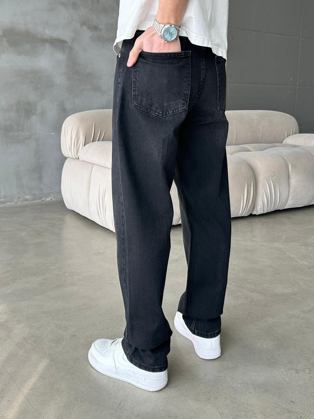 Dikiş Detaylı Regular Jean Siyah 