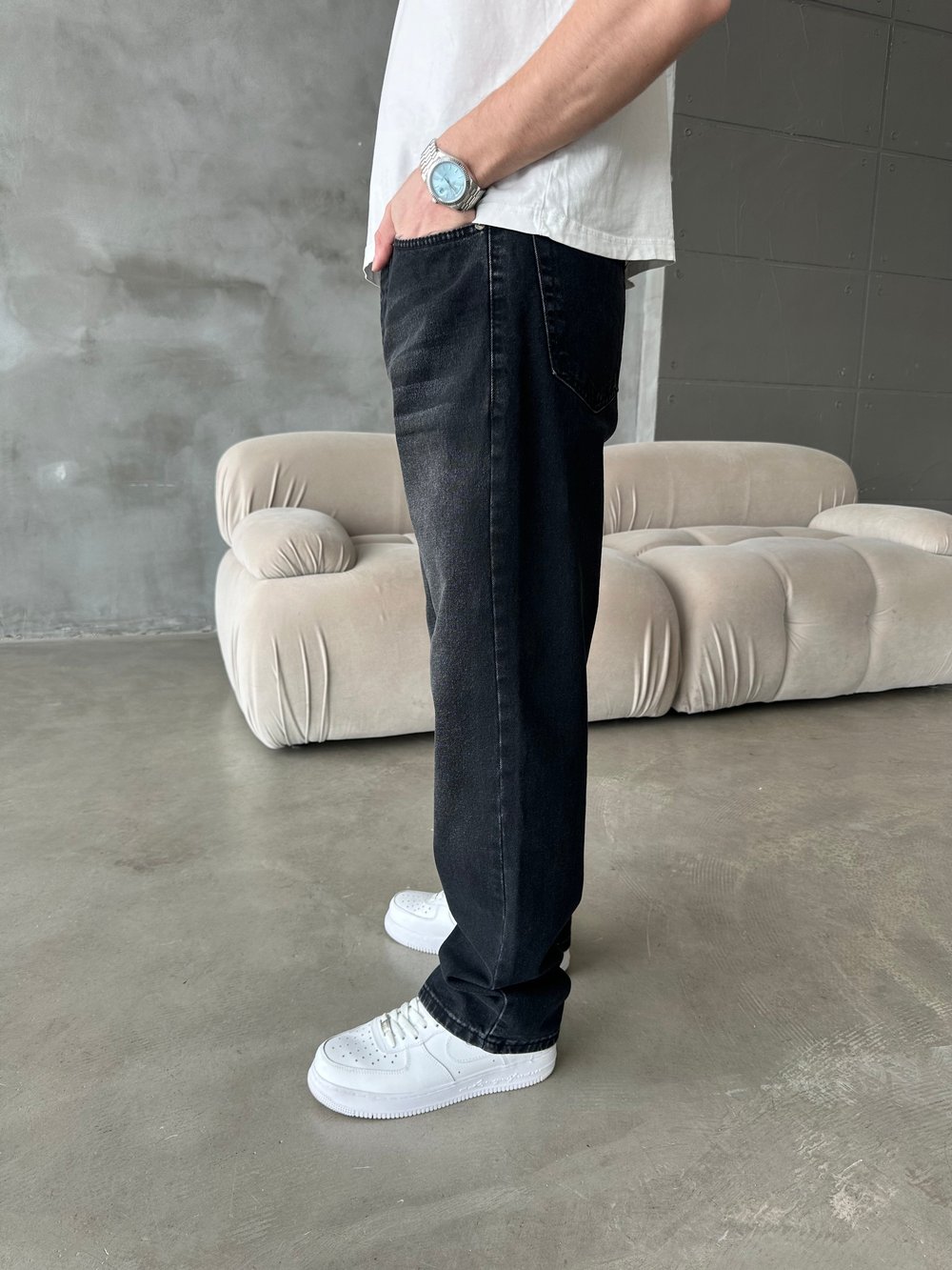 Eskitmeli Regular Jean Siyah