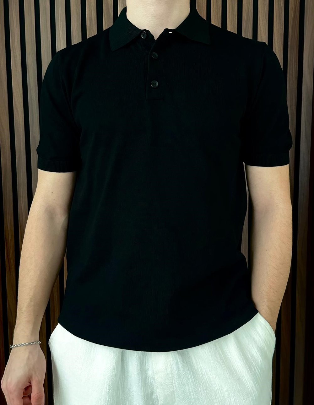 Polo Yaka Yaka Triko Tshirt Siyah