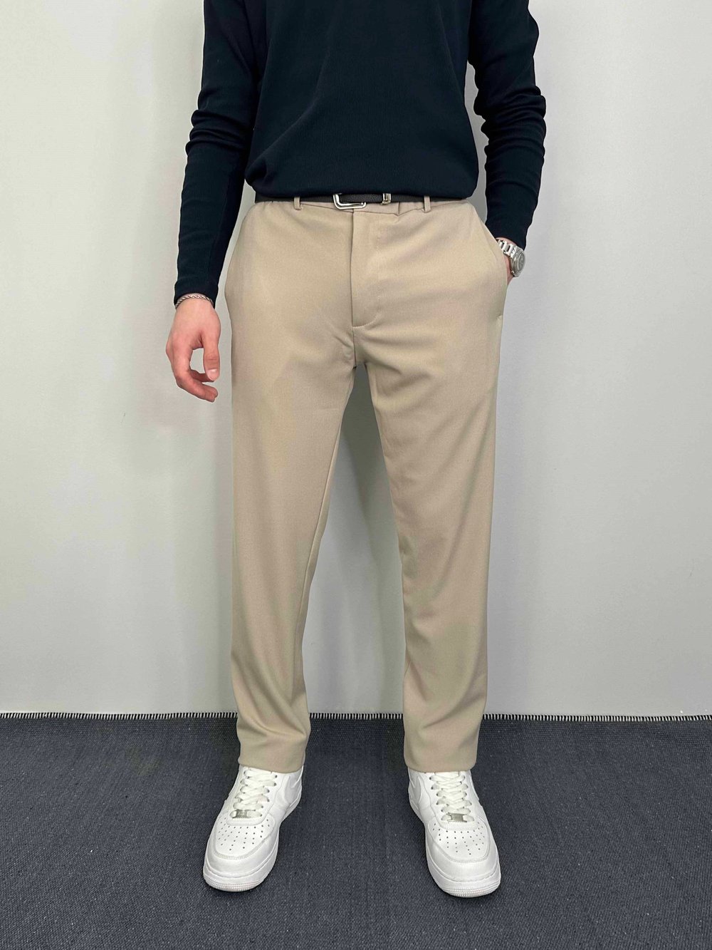 Regular Fit Kumaş Pantolon Krem