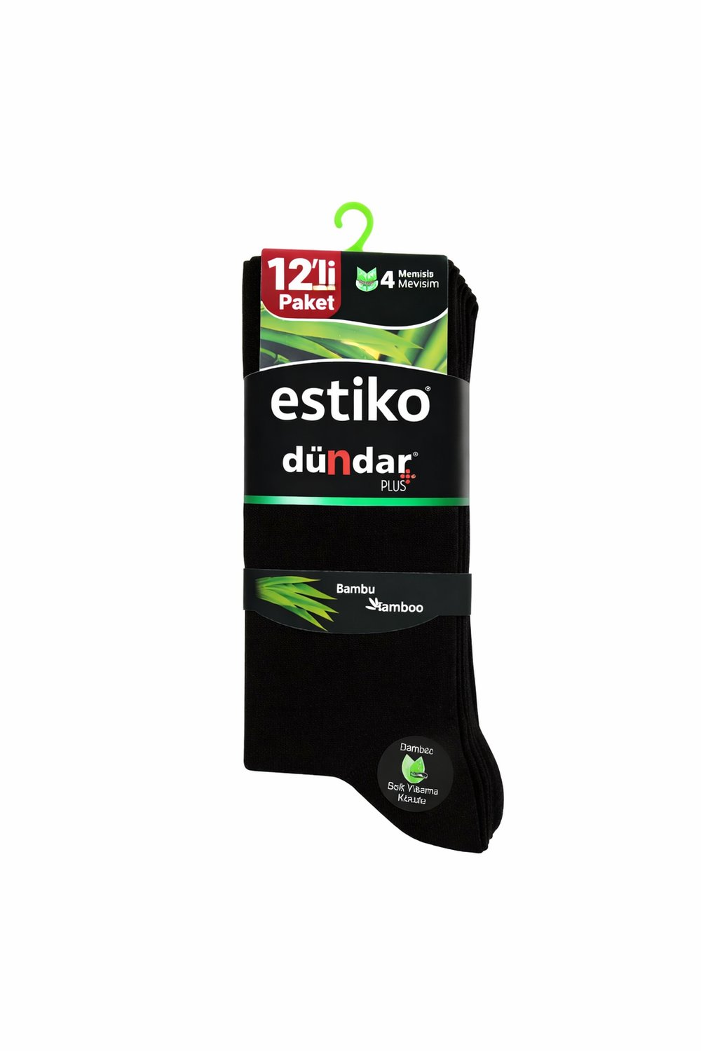 DÜNDAR 4 Mevsim 12'li Erkek Bambu Soket Çorap 40-44 Numara 