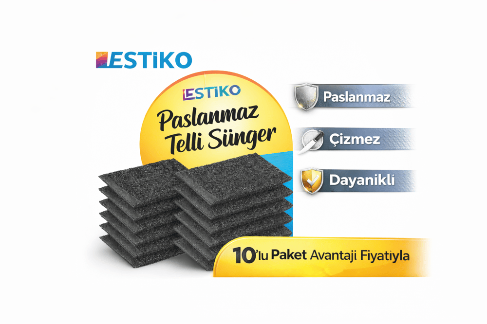 ESTİKO TELLİ PASLANMAZ İNOX SÜNGER 10 LU