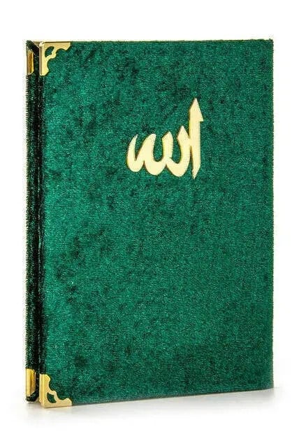 10 ADET - Ekonomik Kadife Kaplı Yasin Kitabı - Çanta Boy - Yeşil Renk - Dini Hediyelik