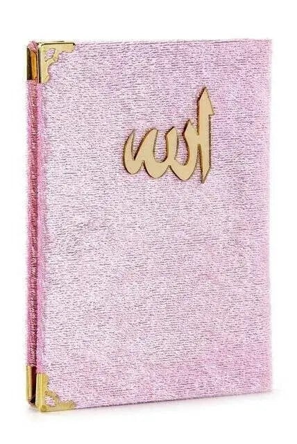 10 ADET - Ekonomik Kadife Kaplı Yasin Kitabı - Cep Boy - Pembe Renk - Mevlüt Hediyeliği