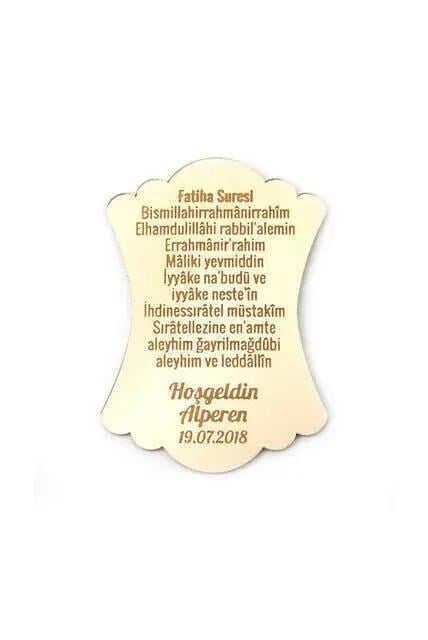 10 Adet Hediyelik Aynalı Pleksi Mıknatıslı Dolap Süsü Fatiha Suresi