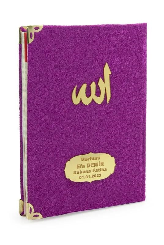 10 Adet İsme Özel Mevlüt Hediyesi Kadife Kaplı Yasin Kitabı 80 Sayfa Fuşya